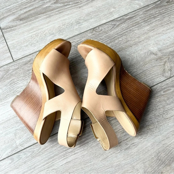 Michael Kors  Beige Leather Wedge Sandals - Picture 5 of 15